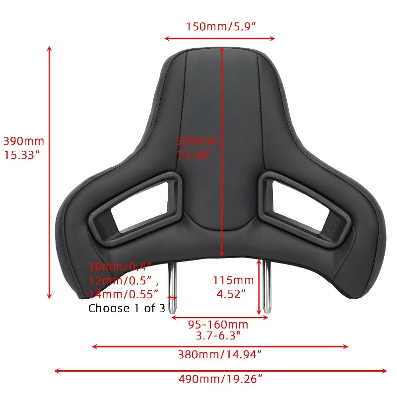 Plug-in style racing seat headrest, premium PVC construction, versatile fit for various sports car seats