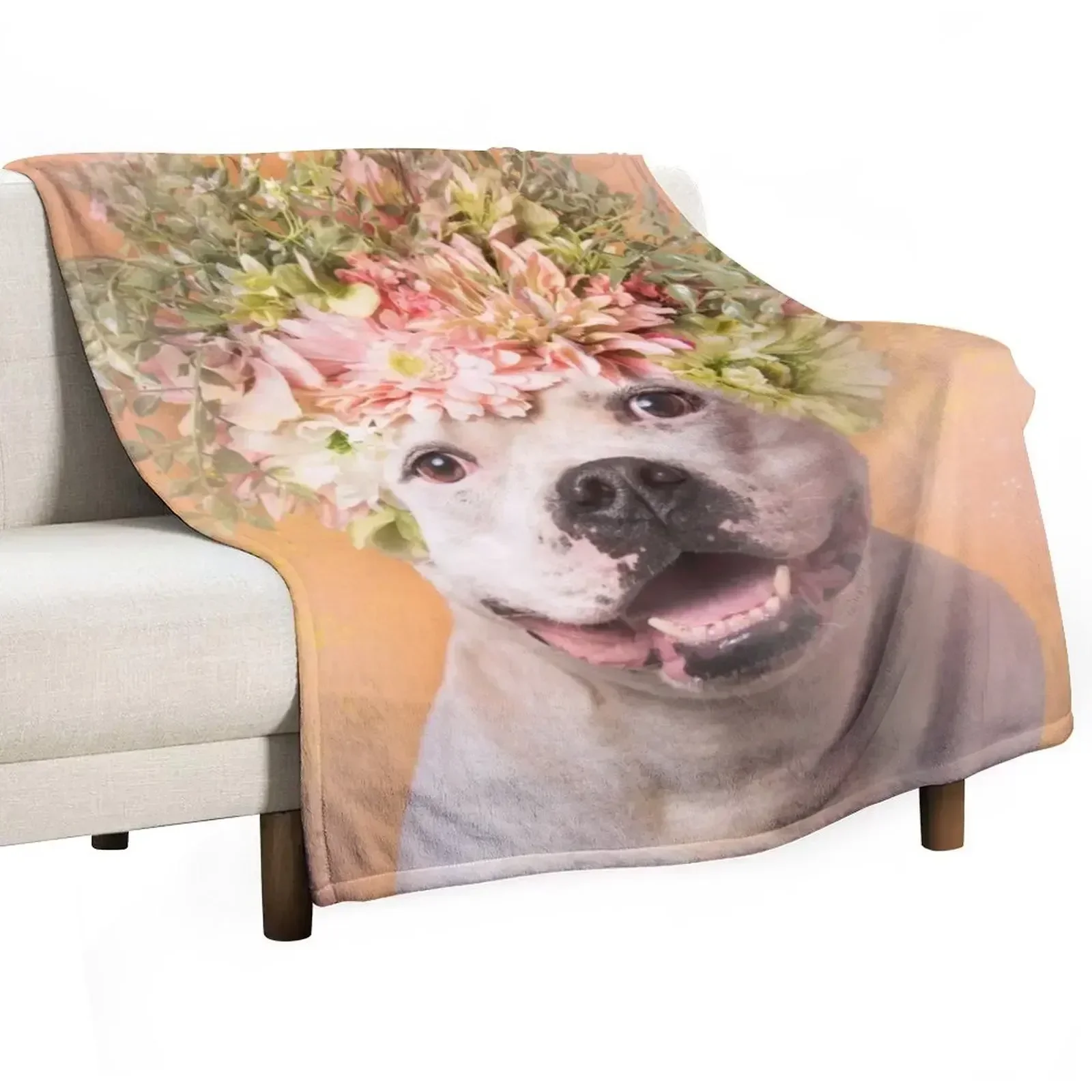 Pit Bull Flower Power, Big Tuna Throw Blanket Vintage Camping Extra Large Throw Loose bed plaid Beautifuls Blankets