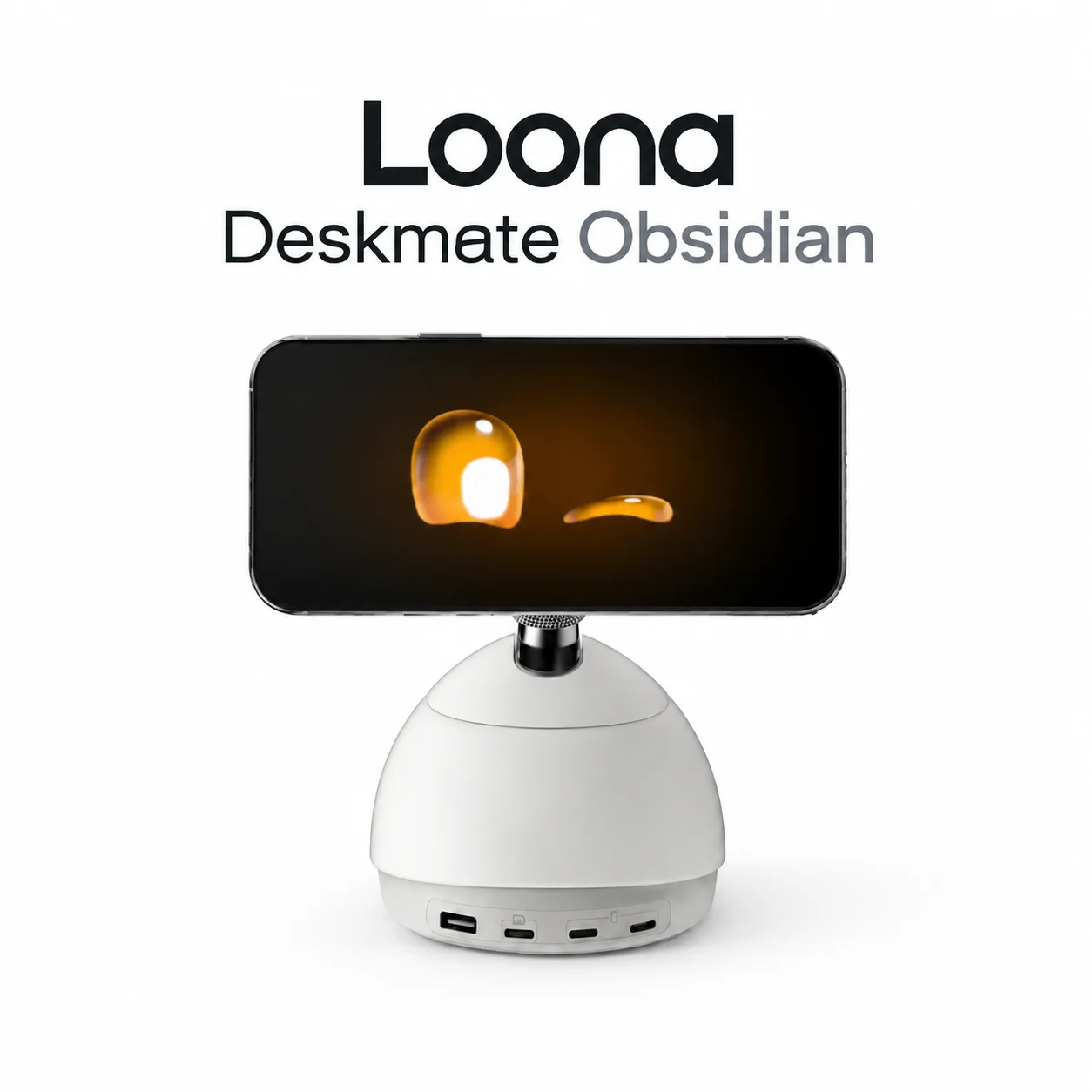 Loona Deskmate Obsidian AI Robot, ChatGPT-4o Smart Companion, 3-DoF Brushless Servo, Qi2 15W Charge, MagSafe, Office Desk Helper