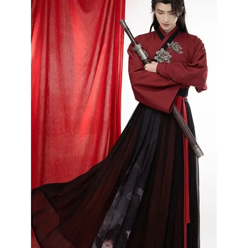 Chinese Style Hanfu Men's Clothing Martial Arts Style Embroidery Clothes Chivalrous Scholar Weijin Dynasty Costume