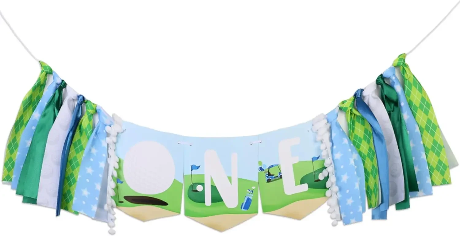 Golf One High Chair Banner, Hole in One, First Birthday Bunting Sign, Master Golf Ball, 1st Birthday Decorations, Banner Supplie