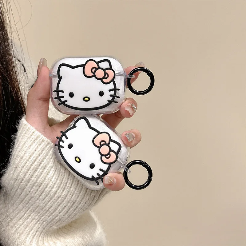 

For Airpods Pro 2 Case,Black Hello Kitty Soft TPU Transparent Earphone Cover For Airpods Pro 2nd Generation Case For Girls