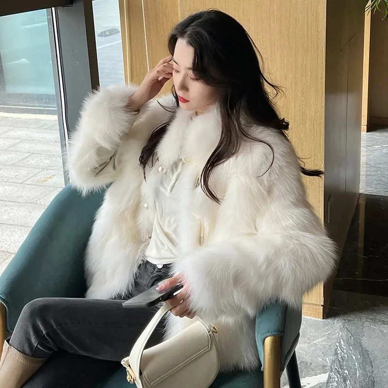 2024 New Winter Jacket Womens Fashoin Faux Fur Jackets Female Coat Thicken Waterproof Plush Imitation Leather Overcoat