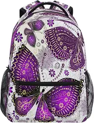Butterfly Violet Flower Purple Travel Laptop Backpack Business Daypack Fit 15.6 Inch Laptops for Women Men