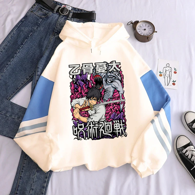 Harajuku أنيمي Jujutsu Kaisen Okkotsu Yuta الجرافيك هوديس خمر المتضخم مقنعين البلوز قلنسوة من القطن الرجال ملابس حريمي #3