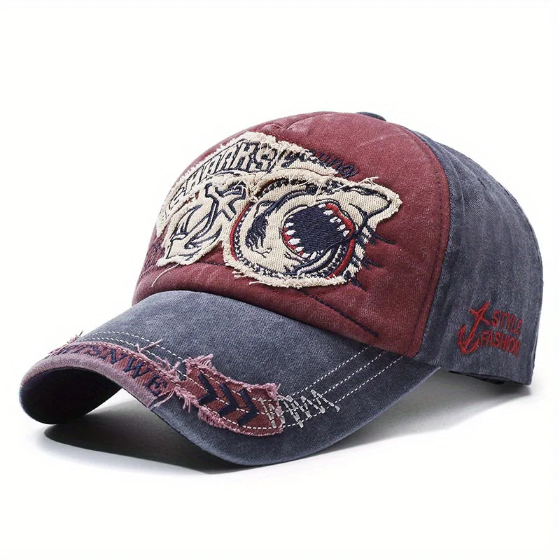 Gorra de béisbol de mezclilla Shark, estilo retro lavado, hip hop, para hombre y mujer, gorras de calle para parejas, gorras de sol, gorras para hombre, gorra trucker, novedad