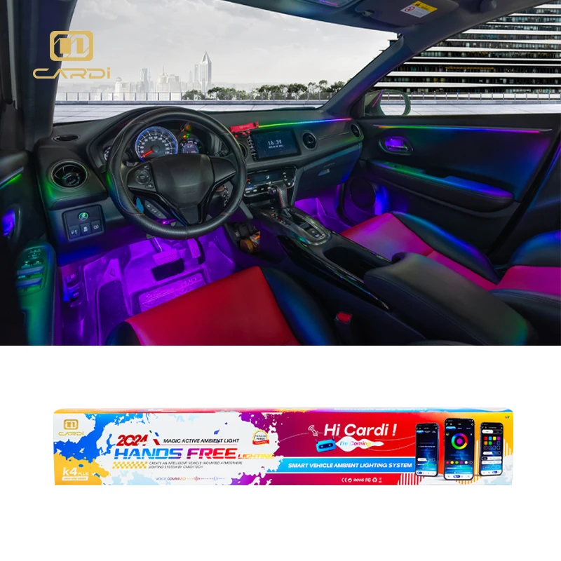

Hot selling：'CARDI' K4 Plus 18-IN-1 Interactive Car Interior Decoration Ambient Light for Car Interior Accessories