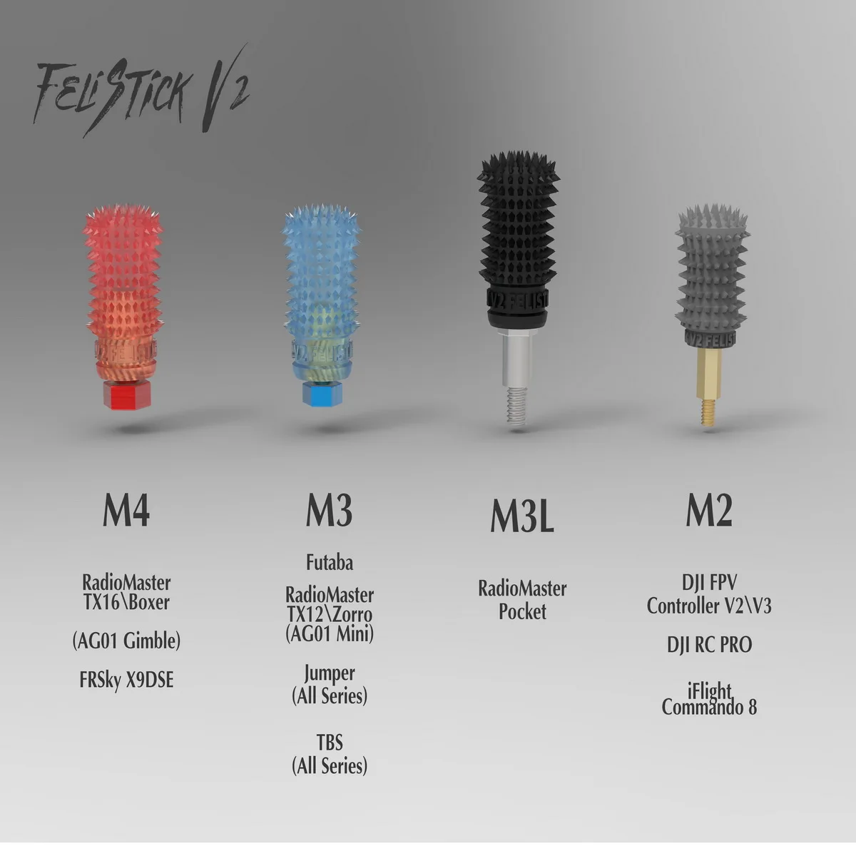 

FeliStick 3mm 4mm Gimbal Stick End Heads M3 M4 Joystick For Radiomaster TX12 TX16S Jumper Futaba Spektrum Frsky JR FlySky
