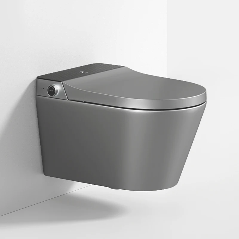 

Gray Wall Hung Modern Smart Toilet Piece Integrated Intelligent Toilet Seat