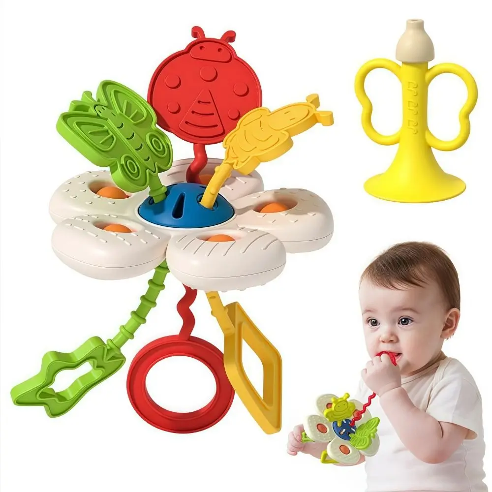 Hoge kwaliteit food grade zintuiglijke vroege onderwijs zachte siliconen pasgeboren kauw trompet bloemen reizen voor 1-2 jaar oud