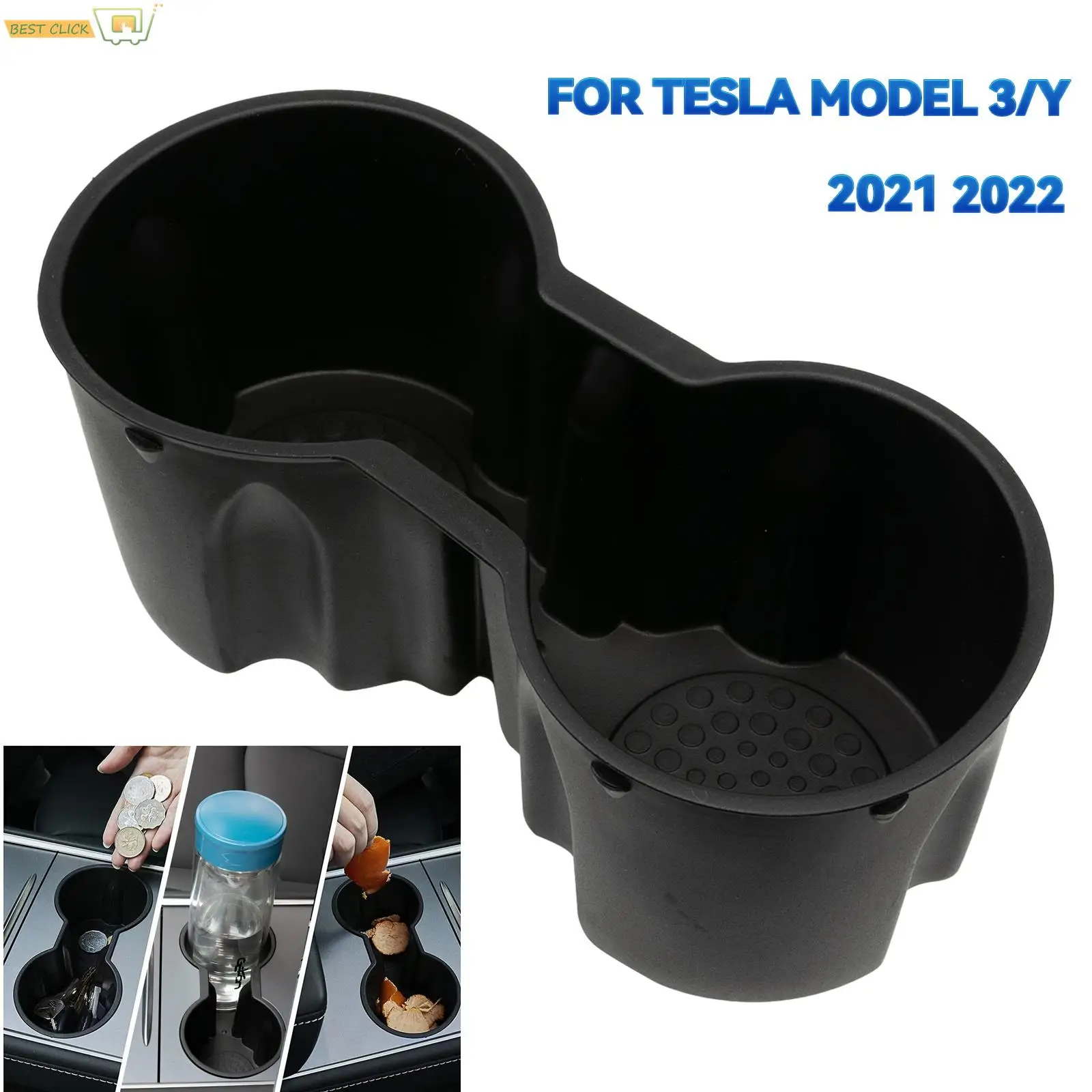 

Cup Holder For Tesla Model 3/Y 2021+ Center Console Interior Accessories Slot Slip Limit Clip Universal Water Cup Hoder Insert