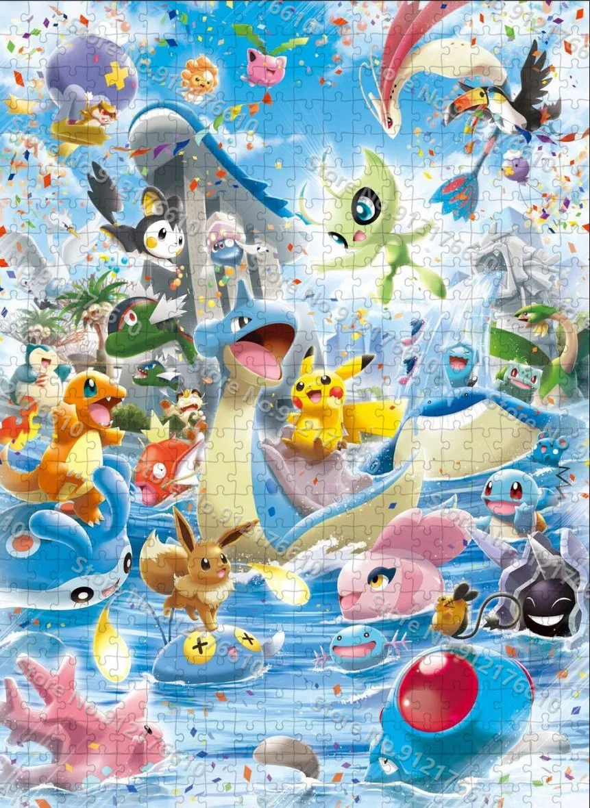 Psyduck Bulbasaur Anime Jigsaw Puzzle 300/500/1000 Pieces Pikachu Pokemon Cartoon Puzzles for Adults Decompress Educational Toys