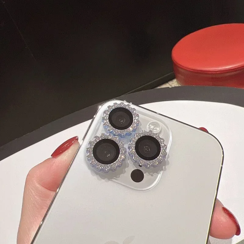 2-3Pcs Diamond Full Cover Camera Lens Protector Glass For IPhone 15 13 12 16 14 Pro Max Lens Protection Film On IPhone 12 13Mini