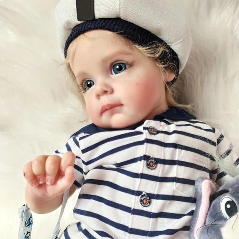 60CM Handmade Lifelike High Quality Reborn Toddler Maggie Boy Real Baby Detailed Hand-rooted Blond Hair Gifts for Children