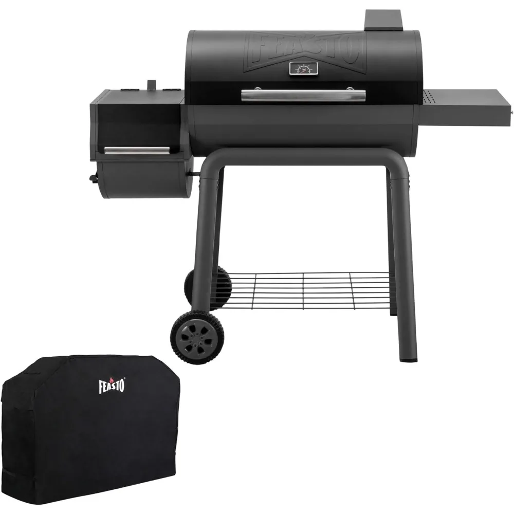 

Outdoor Charcoal Grill with Cover and Offset Smoker, 832 Sq. In. Heavy-Duty BBQ Grill with Side Table for Backyard Cooking