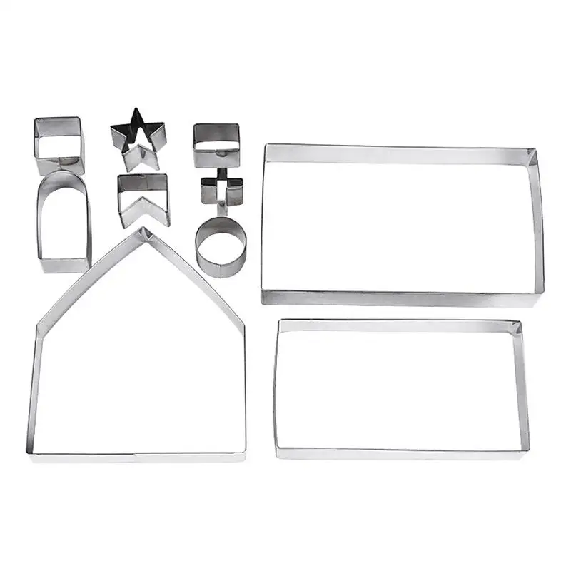 3D Christmas House Cookie Cutter 10X 3D Christmas Cookie Cutter Baking Set Cookie Cutter For Gingerbread House Molds For Baking