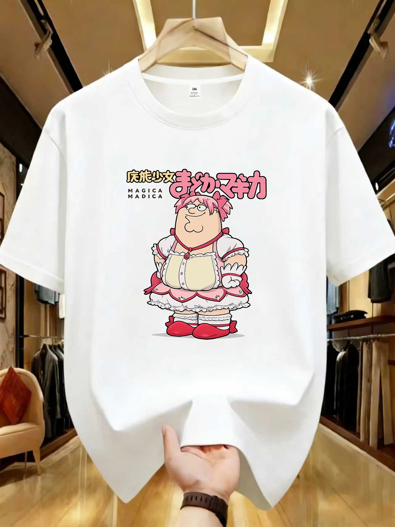 

【WZM104172】Magical girl print plus size women's round neck summer casual short sleeved street fashion versatile T-shirt