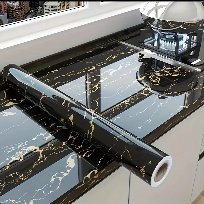 

Decorative moisture-proof and waterproof PVC 40cm marble self-adhesive wallpaper bathroom cabinet countertop wall sticker