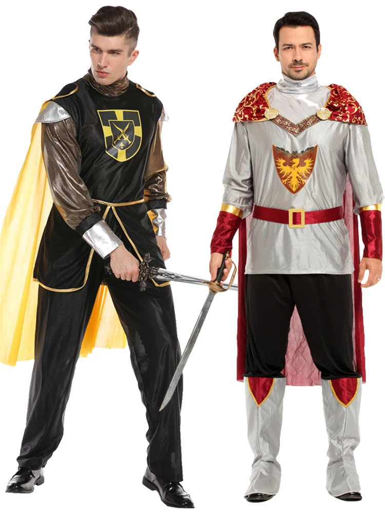 

Halloween Adult Role Play Costume Medieval Noble Prince Gold Velvet Fabric Costume Carnival Party King Cosplay Costumes Suit