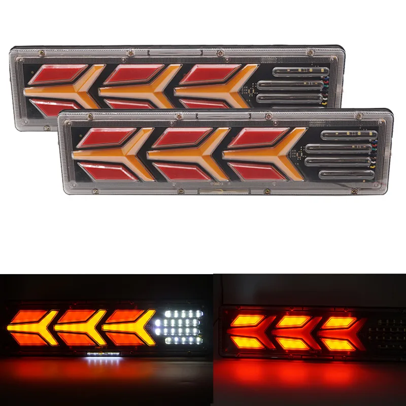 2X 24v Dynamic LED Car Truck Tail Light Turn Signal Rear Brake Lights Reverse Signal Lamp Trailer Lorry Bus Camper Caravan