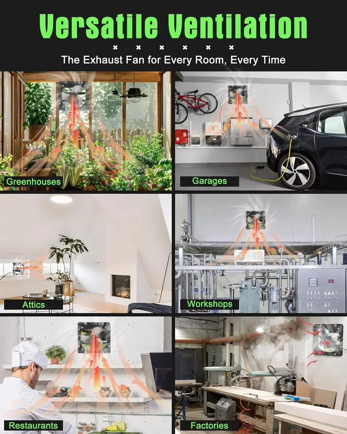 Exaustor com Controle Remoto para Estufa, App Controller, Wi-Fi, 12 polegadas, Conchas de Garagem, Oficina