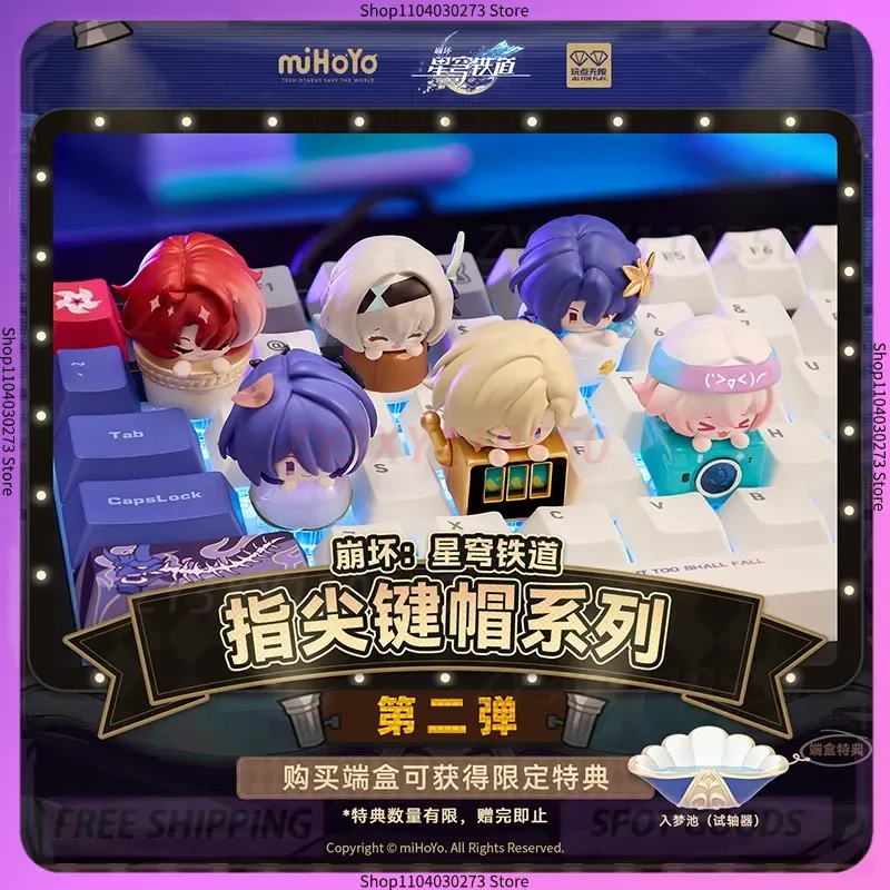 

Mihoyo Honkai Star Trail Limited Edition Q VersionvV1 V2 Aventurine Keycaps Custom Cute Dr. Ratio Small Figure March 7th Key Cap