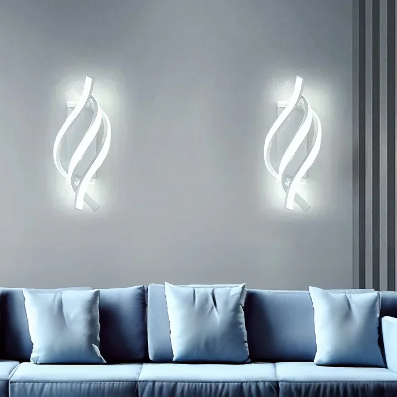 

Modern LED Wall Lights Spiral Wall Sconce Curved Design for Bedroom Bedside Living Room Study Aisle Decor Indoor Luster Lighting