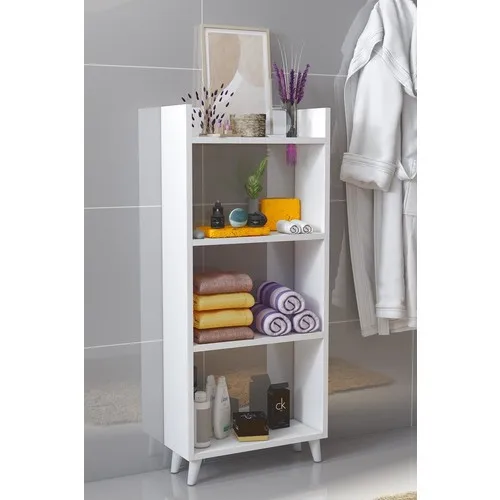 Bayz Bathroom Cabinet 4 Floor Standing With Shelf-White Decorative Product towel Regulator Rack Organizer 54x20x127 cm