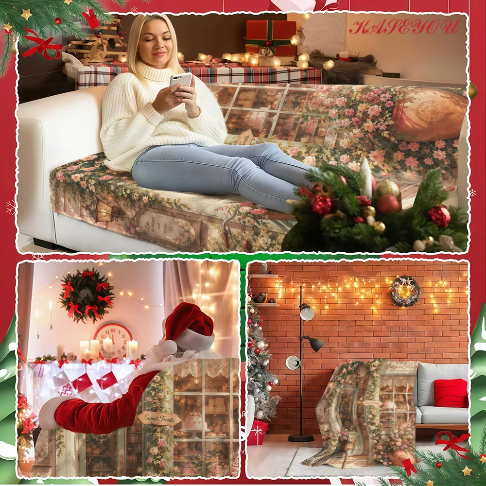 Plum Daisies Design Super Soft Warm Holiday Quick Drying Flannel Throw Perfect Addition to Any Bedding Set Collection