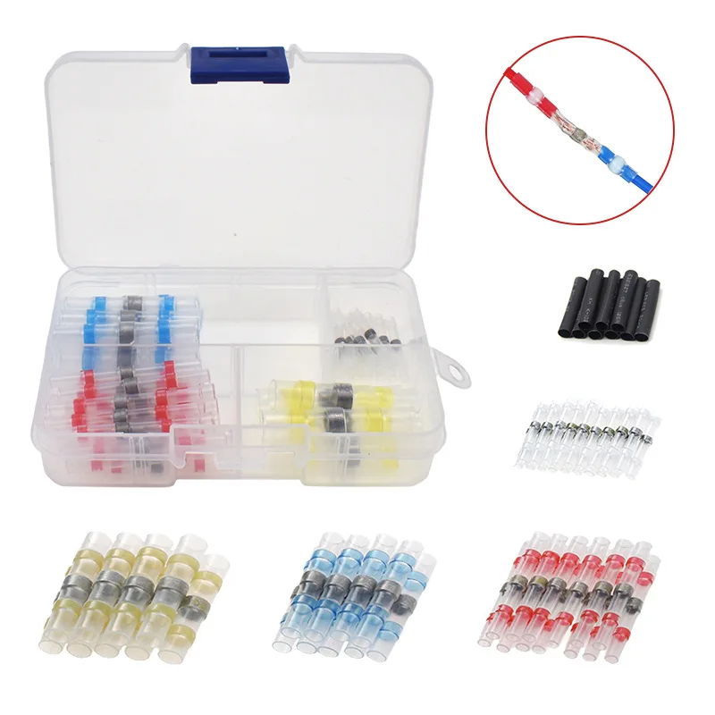 120pcs Heat Shrink Solder Seal Wire Butt Connectors 4 Gauges Marine Grade Waterproof Stick Tube Kit for Automotive Solderstick
