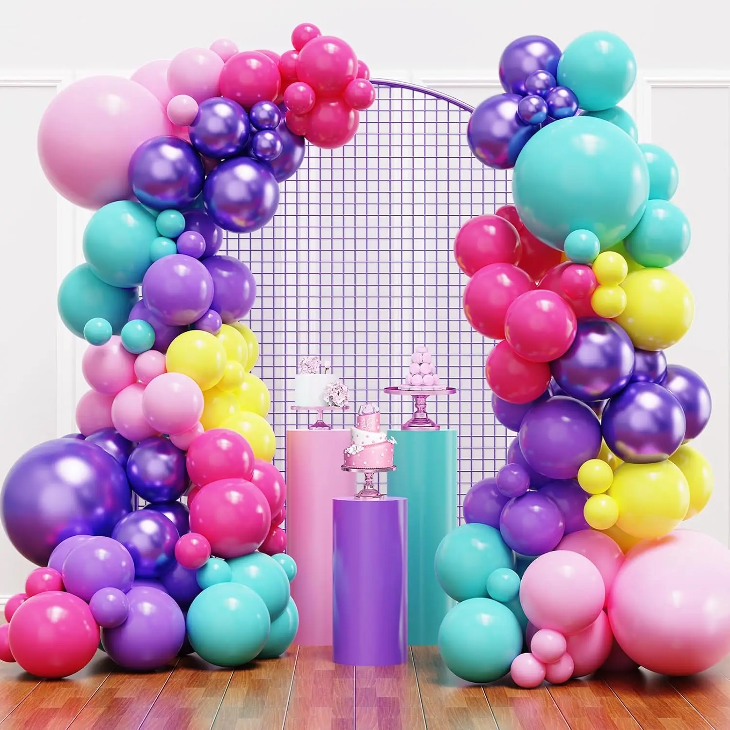 140-teiliges Rosa Blau Lila Ballon-Bogen-Set für Kinder Magisches Thema Geburtstag Babyparty Abschlussfeier Jubiläum Hochzeit Dekoration