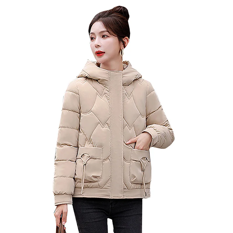 

Women's Jacket Solid color Hooded Cotton Coat Winter Fashion Long sleeved Parkas Womens Casual Loose Warm Tops