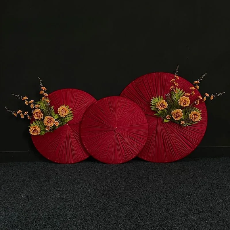 Wedding props ornament, pleated ring 3-piece set, niche Nanyang style engagement birthday banquet venue layout