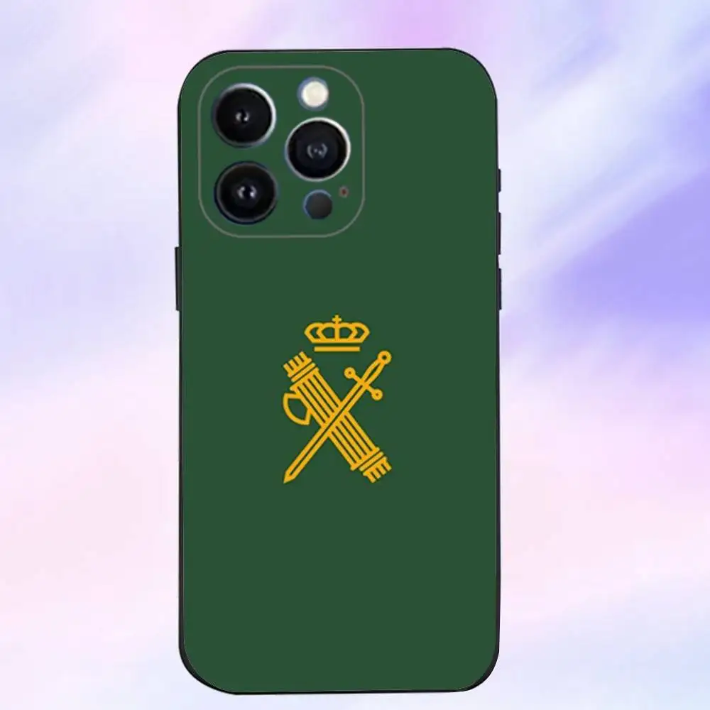 Spanish Guard Civil Emblem Phone Case  For iPhone 17,16,15,14,13,12,11 ,Pro Max,XS,X,XR,SE,Mini,8,7,Soft Silicone Black Cover