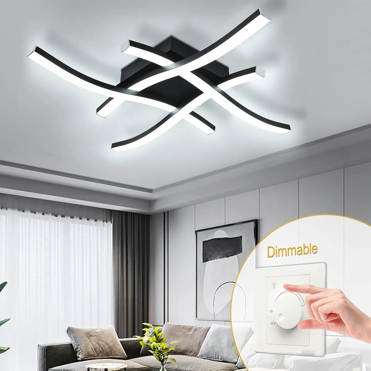 

Nice LED Ceiling Lamp Modern 3 Light Color/Dimmable Bedroom Chandelier Ceiling Lights For Dining Room Living Room Nordic Aisle L