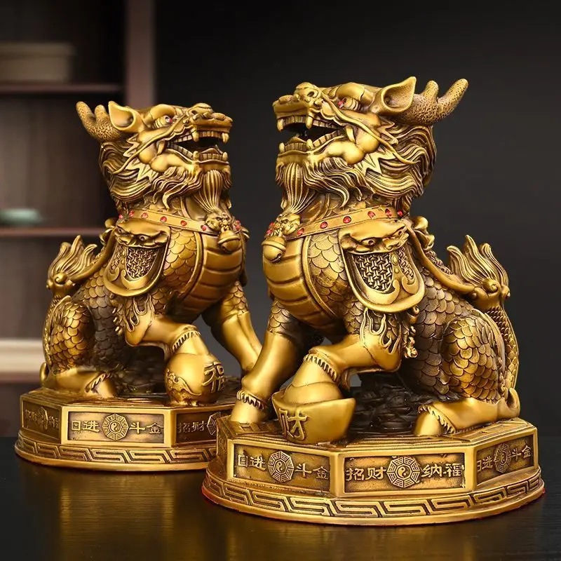 

1pairs Copper Gossip Unicorn Ornament Business Home Living Room Front Desk Decorations