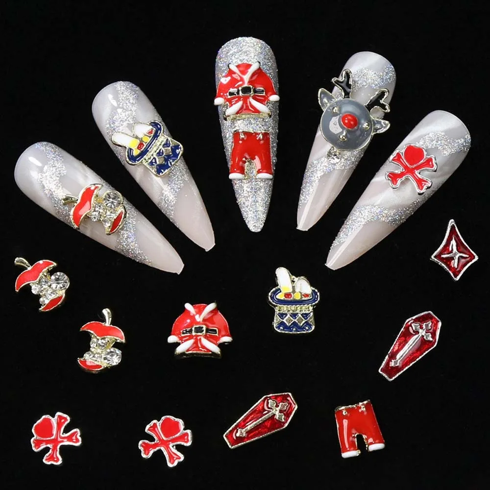 5Pcs/set Nail Art Charms Christmas Nail Decorations Nail Supplies Santa Claus Christmas Nail Accessories Manicure Ornaments