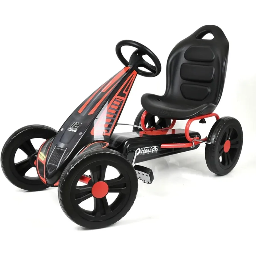 Go Kart a pedale ciclonico con sedile a secchio regolabile, ruote in plastica in schiuma EVA da 12 pollici, freno a mano per ruote posteriori - Ride On Toy per