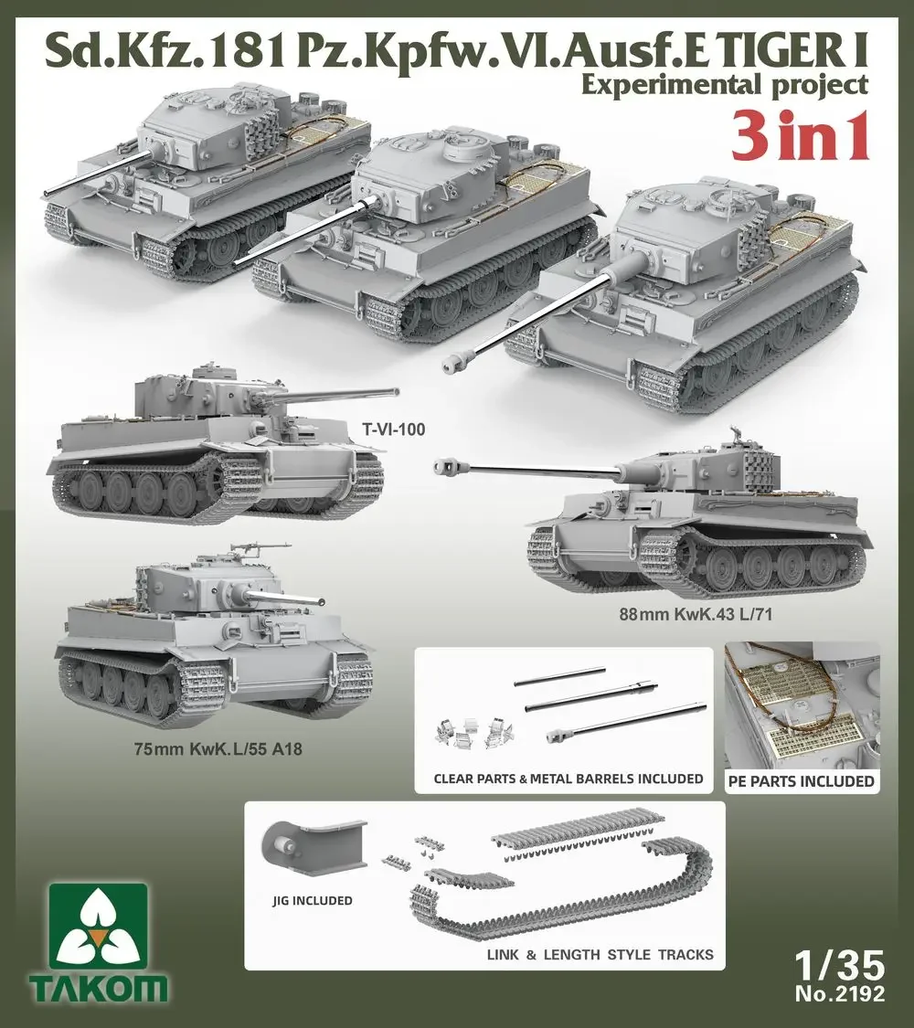 TAKOM Plastic Assembly Model Kit 2192 Sd. Kfz.181 Pz.Kfw.VI. Ausf. E Tiger I 1/35