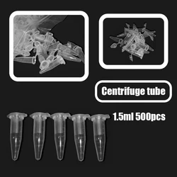 Microtubes Centrifuge Tube 1.5ml 500PCS Transparent Laboratory EP Centrifugal PCR Tube Bottom Tip Seal Package