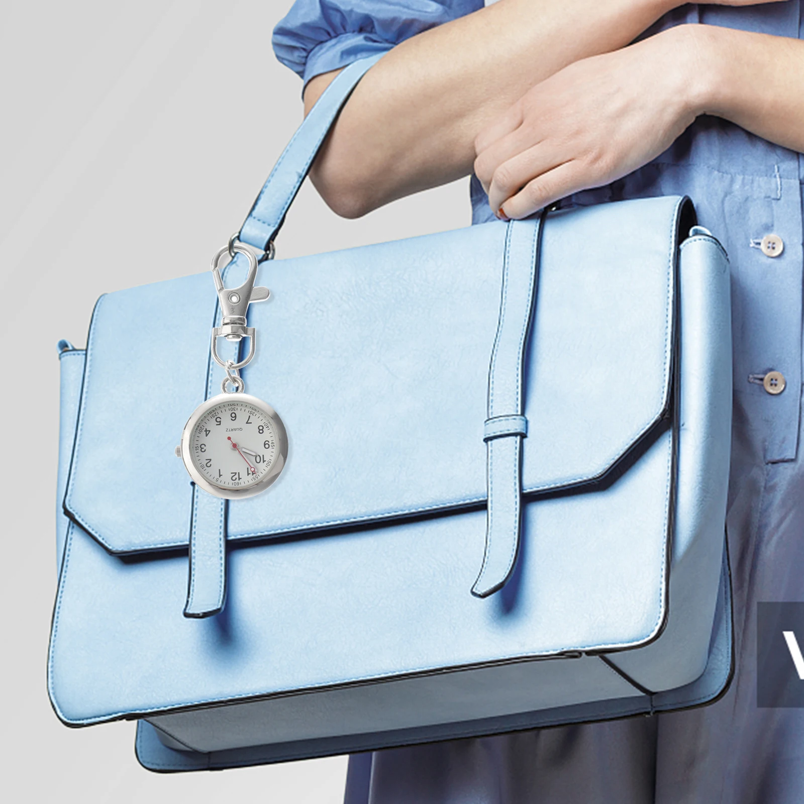 

Nurse Watch Hanging Lapel Keychain Pocket Buckle Stainless Steel Pendant Ring Digital Vintage Metal Nurse Watch Pocket Keychain