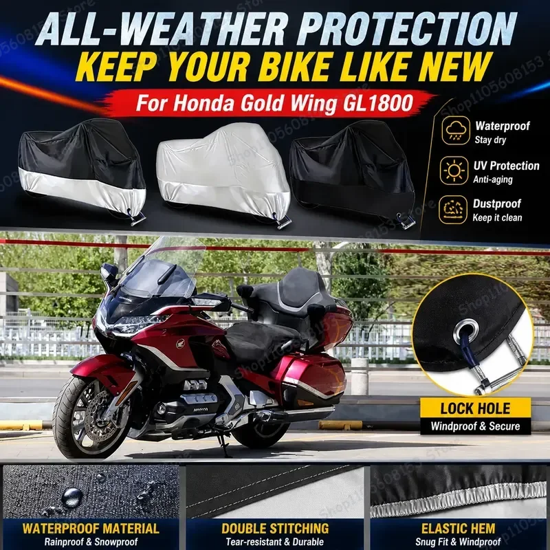 For Honda Gold Wing Motorcycle Cover Waterproof Dustproof UV Resistant All Weather Outdoor Indoor Scooter Bike Cover Heavy