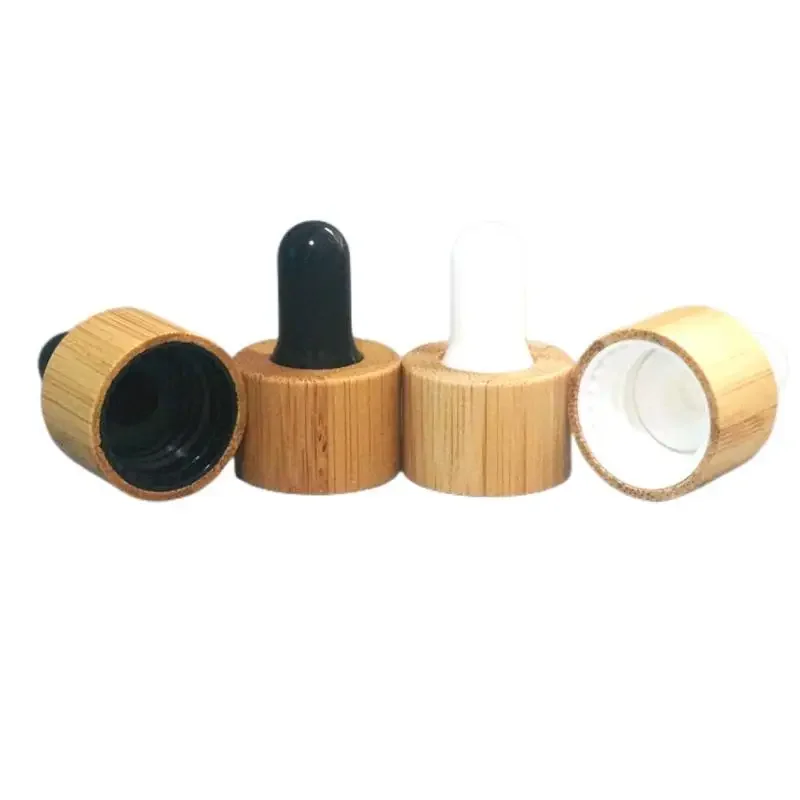 18/410 Nature Bamboo Dropper Cover Essential Oil Bottle Bamboo Essential Oil Bottles Cap With Black or White Glue Head