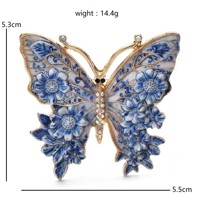 Wuli&baby 빈티지 큰 꽃 나비 브로치 5색 아름다운 곤충 브로치 여성 의류 핀 선물... - 5