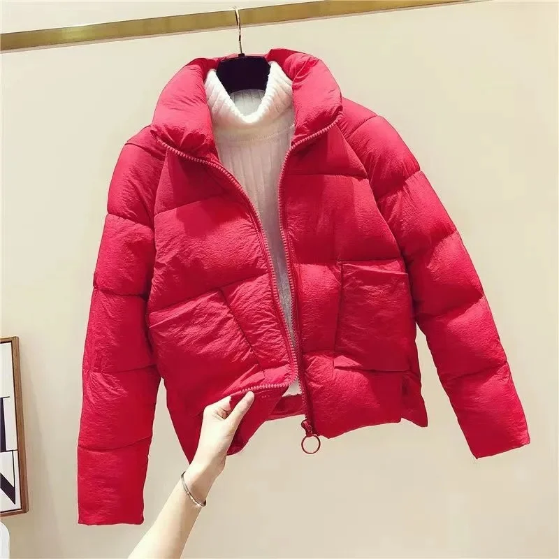 New Winter Parkas short Down Cotton Jacket Women Korean Stand collar Thick Warm padded Clothes Coat Female loose Outerwear T553