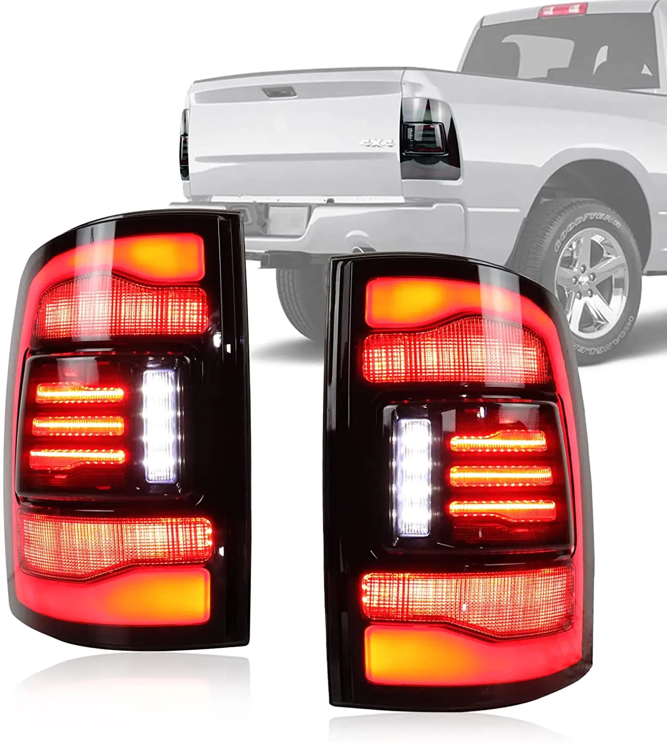 LED Tail Lights for Dodge RAM 1500 2009-2018 & 2010-2018 RAM 2500/3500 Rear Lamps Startup Animation Sequential Indicator