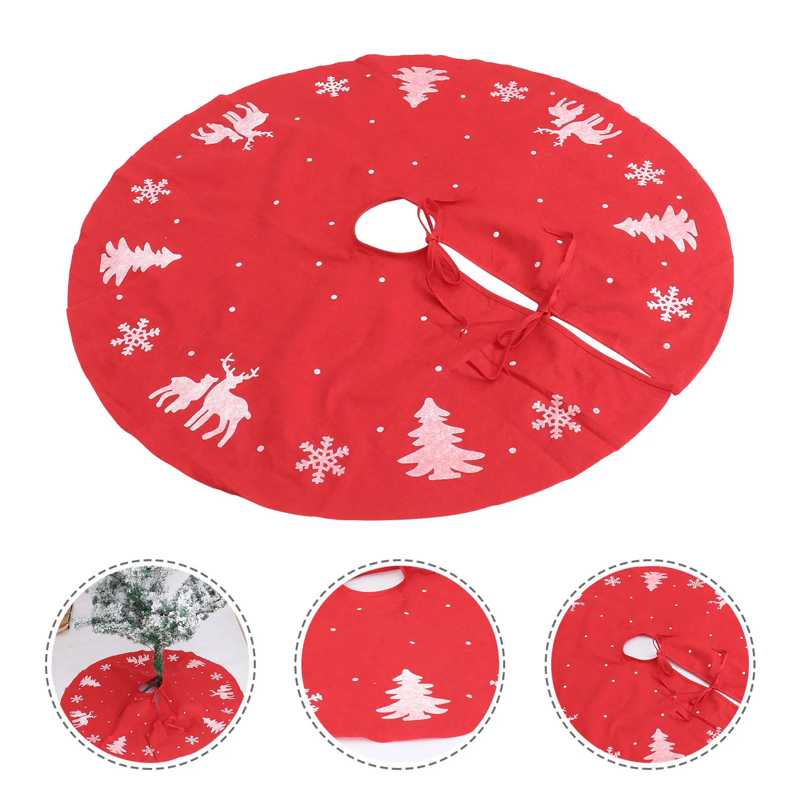

1Pcs Xmas Tree Skirt Red Wine Deer Pattern Comfortable Texture Decorations for Christmas Tree Base Traditional Fashion Skirt