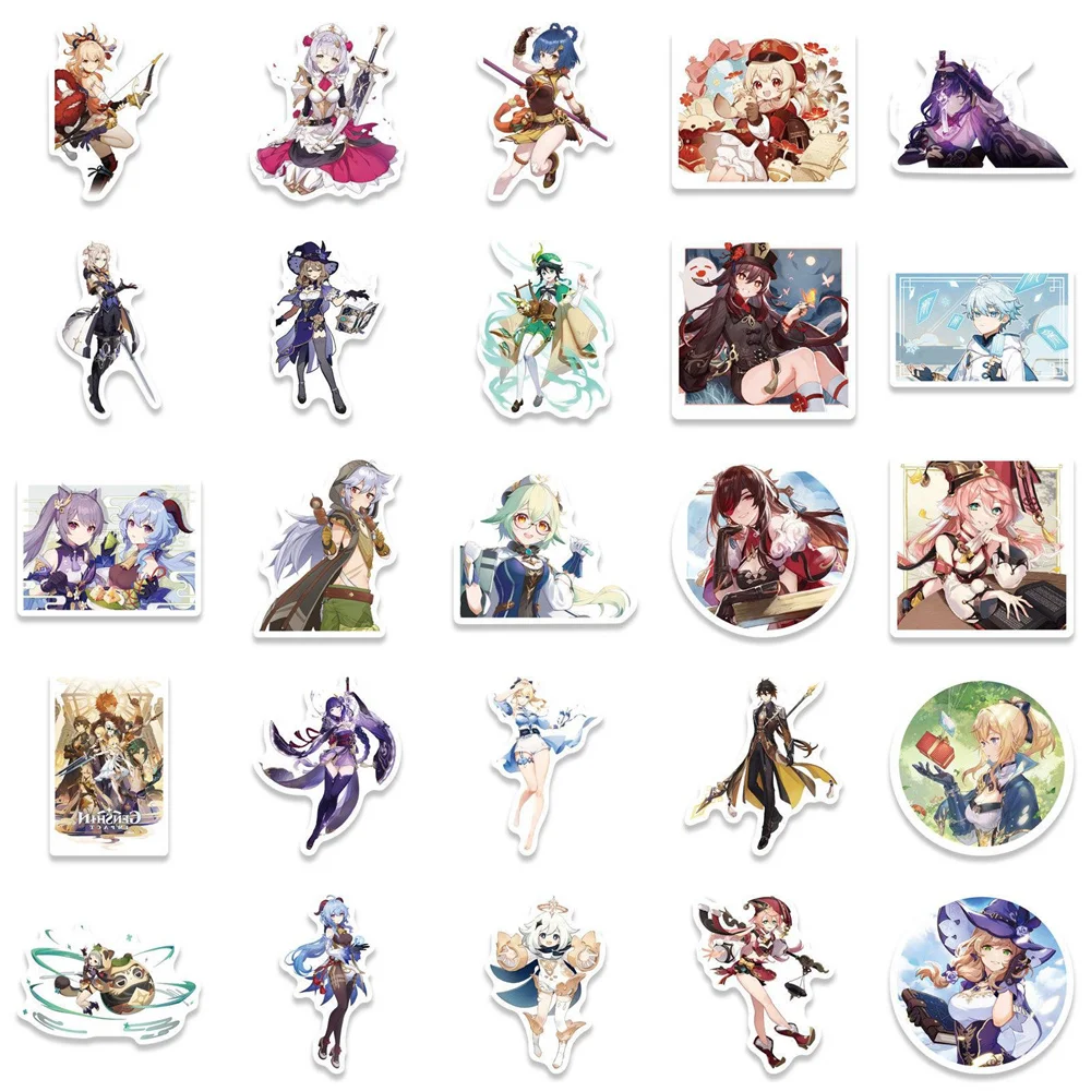 10/30/50PCS New Genshin Impact Sticker Pack Cartoon Creative Anime iPad Luggage Table Car Chair Decoration Waterproof Wholesale