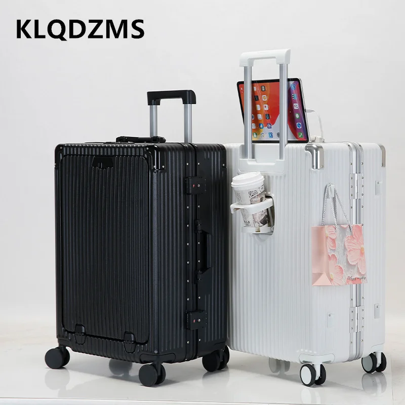 

KLQDZMS Rolling Suitcase 20 Inches Front Opening Boarding Box 24" Aluminum Frame Trolley Case Business Password Box Luggage