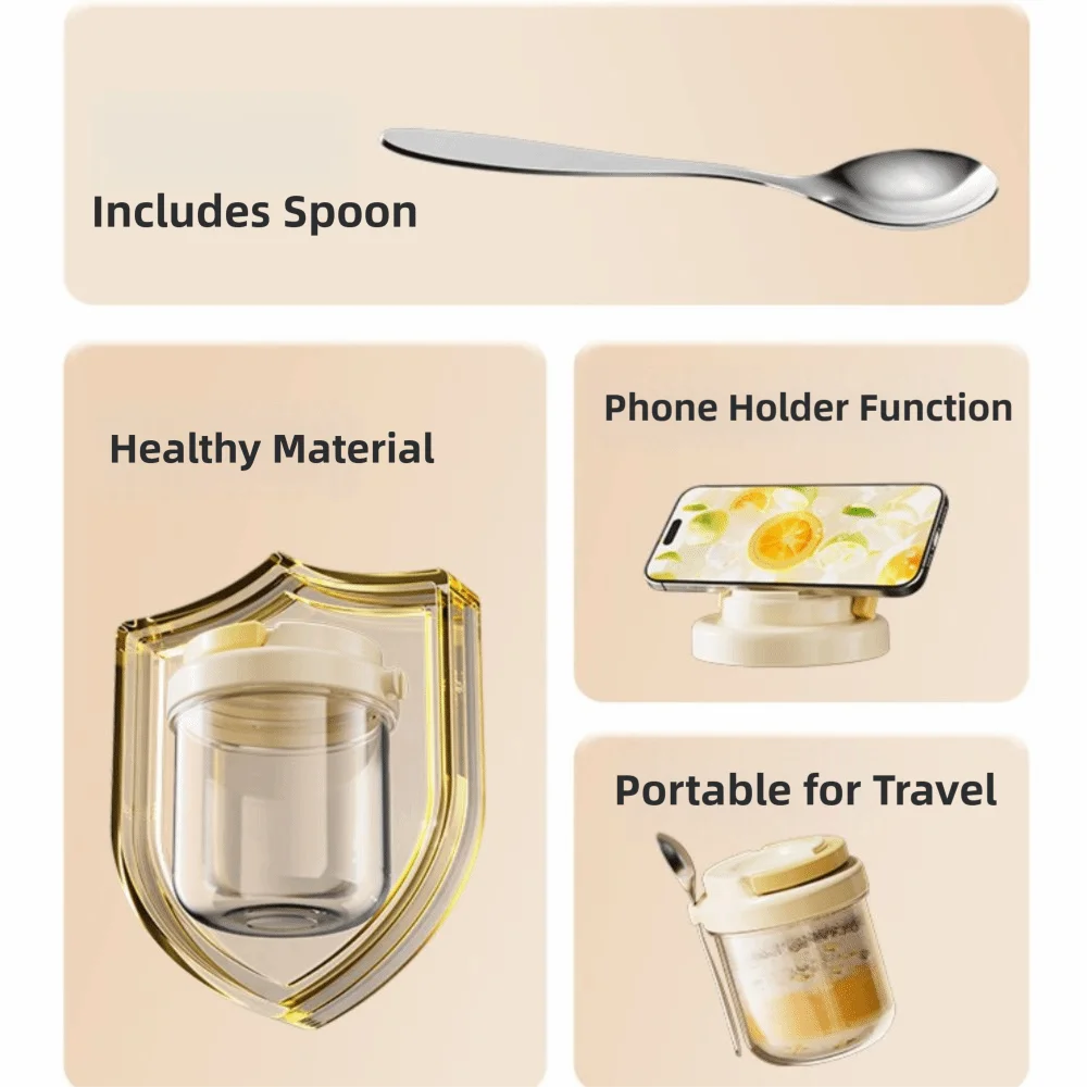 New 430ML Breakfast Cups Portable Leakproof Yogurt Bowl with Lid and Spoon Oats Container Breakfast